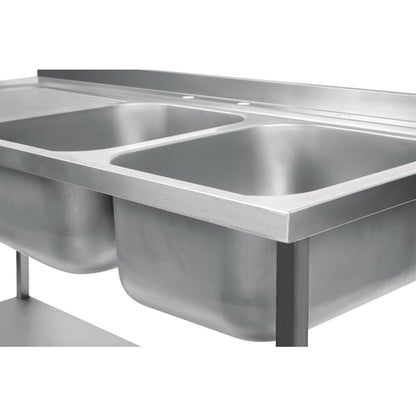 Vogue Fully Assembled Stainless Steel Sink Left Hand Drainer 1800mm dr393