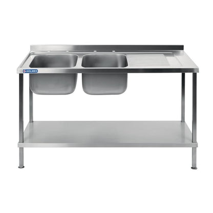 Vogue Fully Assembled Stainless Steel Sink Right Hand Drainer 1800mm dr396