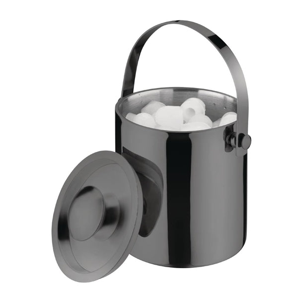 Olympia Double Walled Ice Bucket with Lid 1Ltr Gunmetal dr742