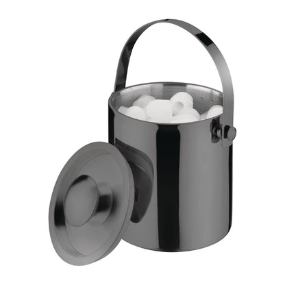 Olympia Double Walled Ice Bucket with Lid 1Ltr Gunmetal dr742