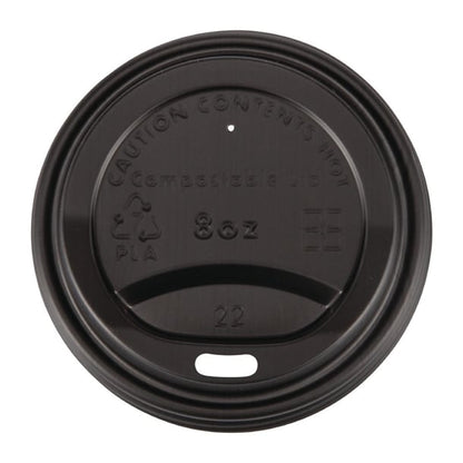 Fiesta Compostable Lids for 8oz Hot Cups (50 Pack) ds054