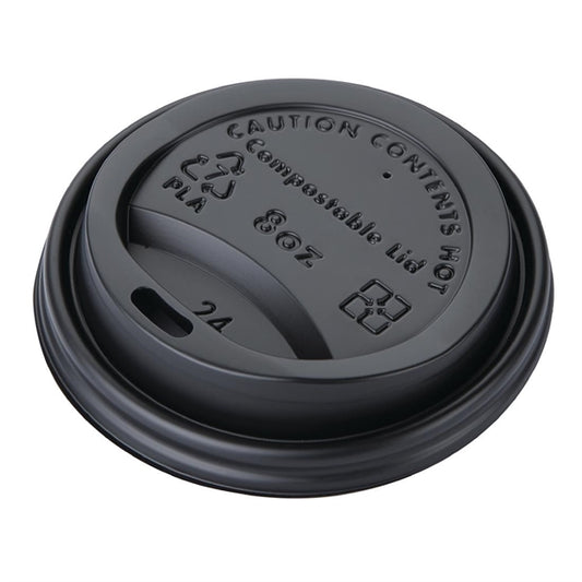Fiesta Compostable Lids for 8oz Hot Cups (50 Pack) ds054
