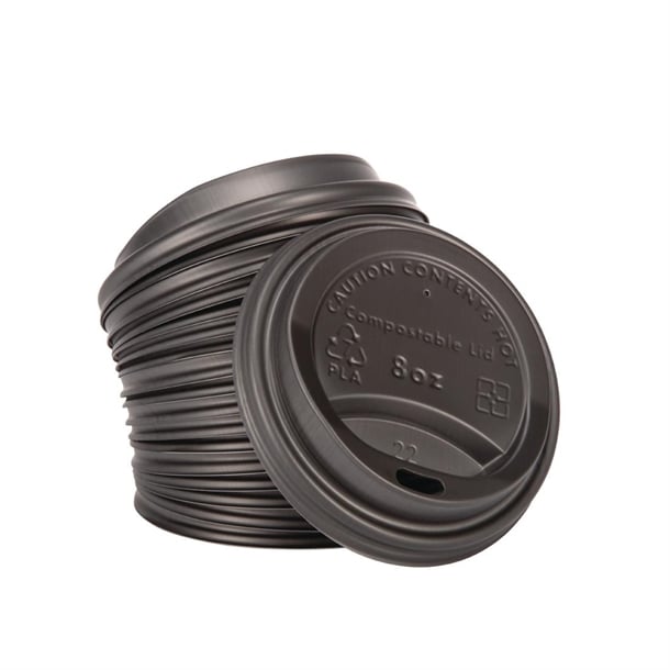 Fiesta Compostable Lids for 8oz Hot Cups (50 Pack) ds054