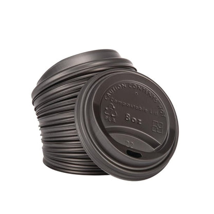 Fiesta Compostable Lids for 8oz Hot Cups (50 Pack) ds054
