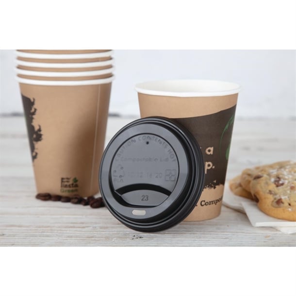Fiesta Compostable Coffee Cup Lids 340ml / 12oz (1000 Pack) ds053