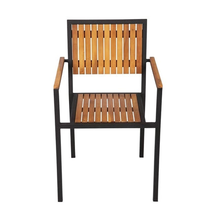 Bolero Steel & Acacia Armchair (4 Pack) ds151