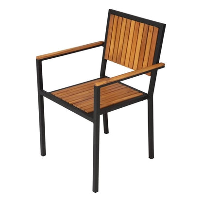 Bolero Steel & Acacia Armchair (4 Pack) ds151
