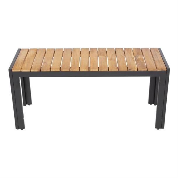 Bolero Rectangular Steel and Acacia Benches 1000mm (2 Pack) ds154