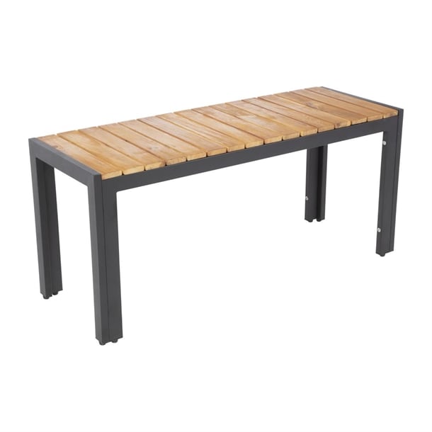 Bolero Rectangular Steel and Acacia Benches 1000mm (2 Pack) ds154