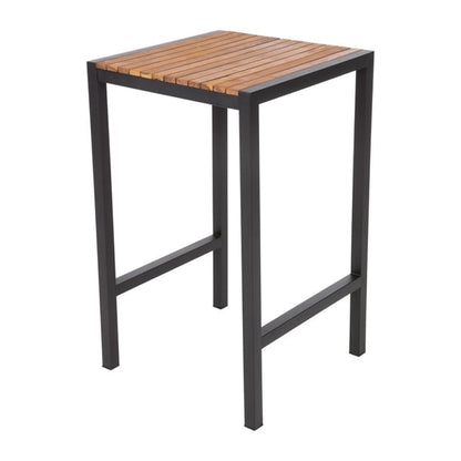 Bolero Square Steel and Acacia Bar Table 600mm ds155