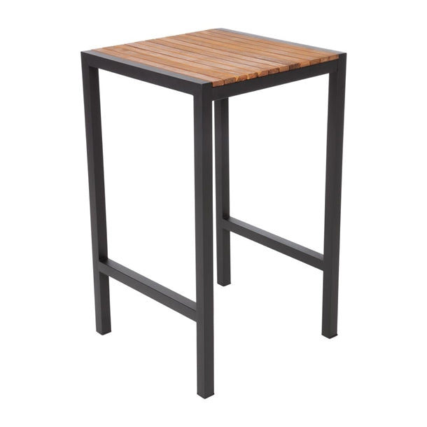 Bolero Square Steel and Acacia Bar Table 600mm ds155