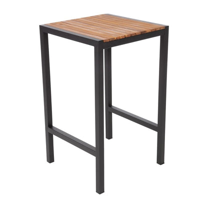 Bolero Square Steel and Acacia Bar Table 600mm ds155
