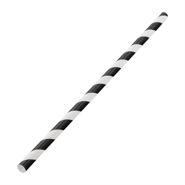 Utopia Biodegradable Paper Straws Black Stripes (250 Pack) dw196