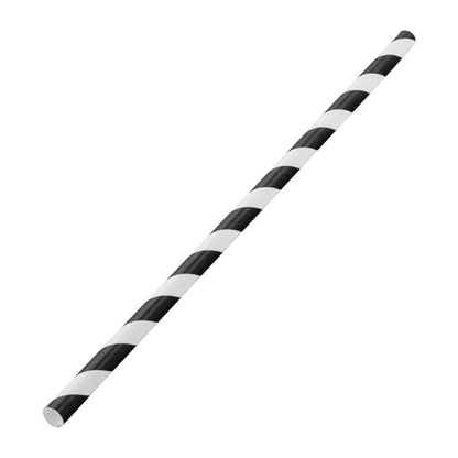 Utopia Biodegradable Paper Straws Black Stripes (250 Pack) dw196