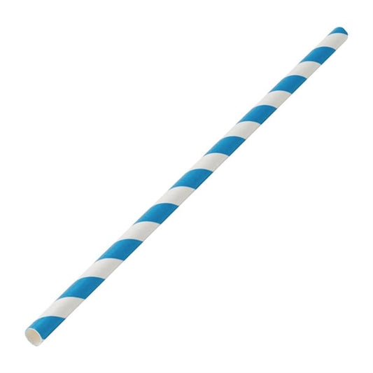 Utopia Biodegradable Paper Straws Blue Stripes (250 Pack) dw198