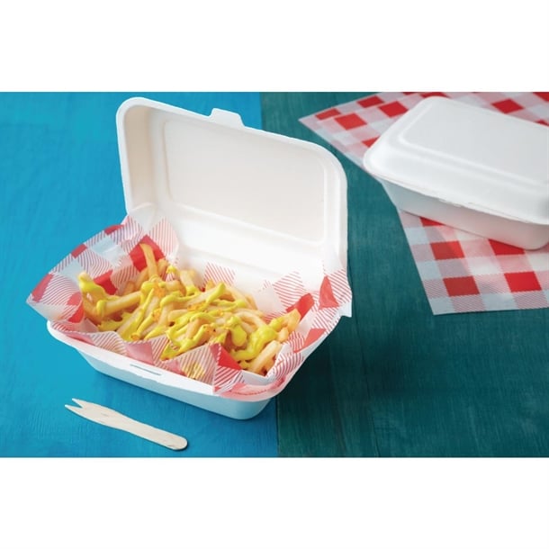 Fiesta Compostable Bagasse Hinged Food Containers 183mm (250 Pack) dw248