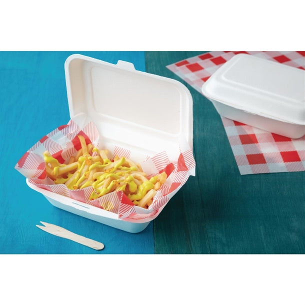 Fiesta Compostable Bagasse Hinged Food Containers 183mm (250 Pack) dw248