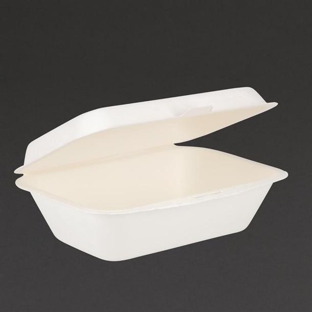 Fiesta Compostable Bagasse Hinged Food Containers 183mm (250 Pack) dw248