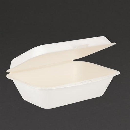Fiesta Compostable Bagasse Hinged Food Containers 183mm (250 Pack) dw248