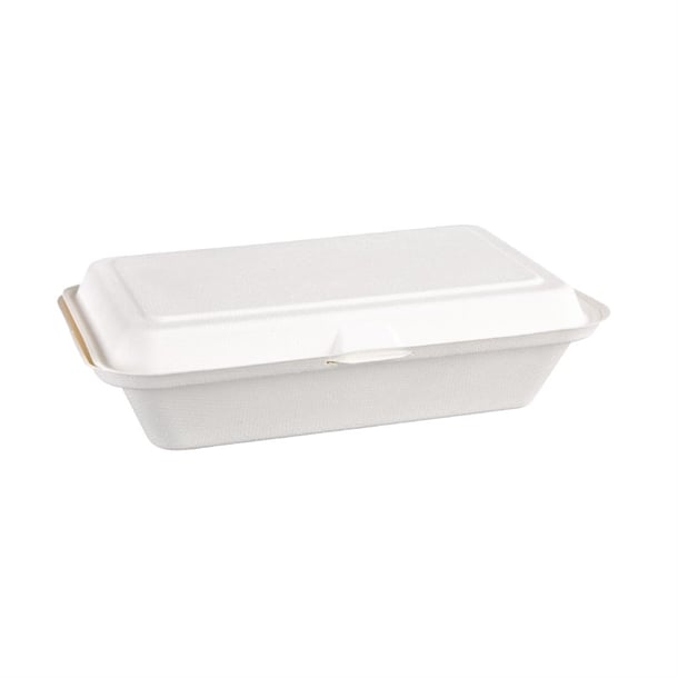 Fiesta Compostable Bagasse Hinged Food Containers 248mm (250 Pack) dw249