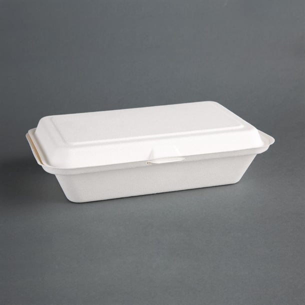 Fiesta Compostable Bagasse Hinged Food Containers 248mm (250 Pack) dw249