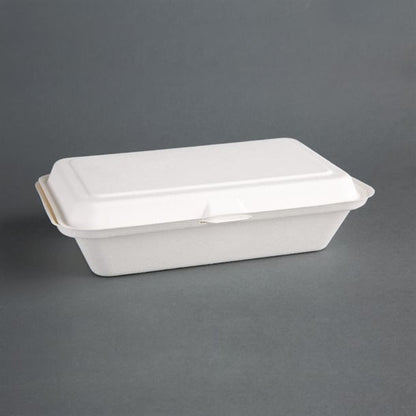 Fiesta Compostable Bagasse Hinged Food Containers 248mm (250 Pack) dw249