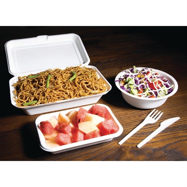 Fiesta Compostable Bagasse Hinged Food Containers 248mm (250 Pack) dw249