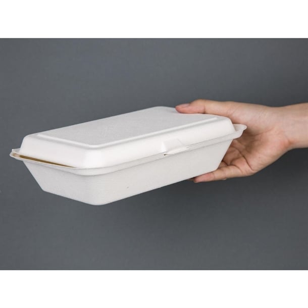 Fiesta Compostable Bagasse Hinged Food Containers 248mm (250 Pack) dw249