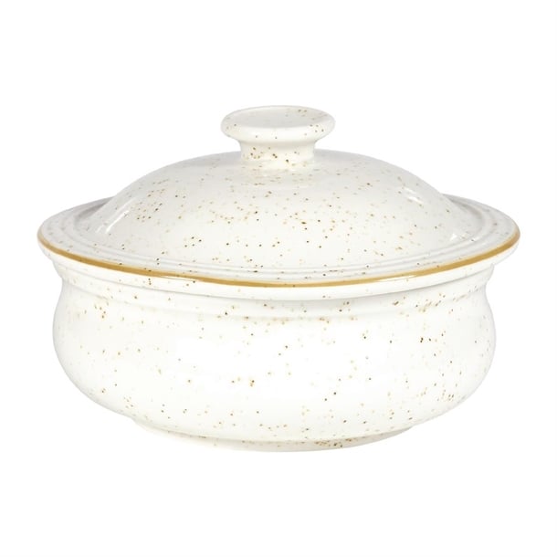 Churchill Stonecast Lidded Stew Pots Barley White 430ml (6 Pack) dw396
