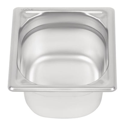 Vogue Heavy Duty Stainless Steel 1/6 Gastronorm Tray 100mm dw450