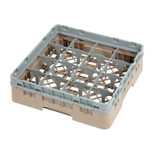 Cambro Camrack Beige 16 Compartments Max Glass Height 92mm dw550