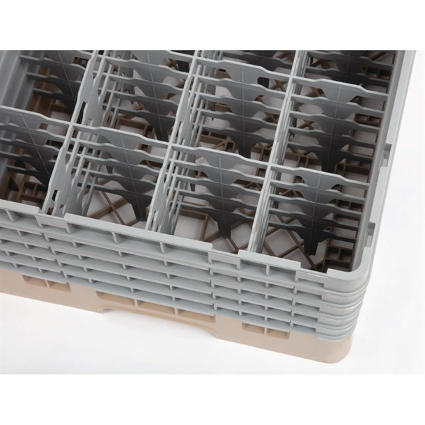Cambro Camrack Beige 16 Compartments Max Glass Height 257mm dw552