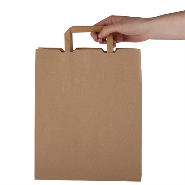 Vegware Compostable Recycled Paper Carrier Bags Large (250 Pack) dw628