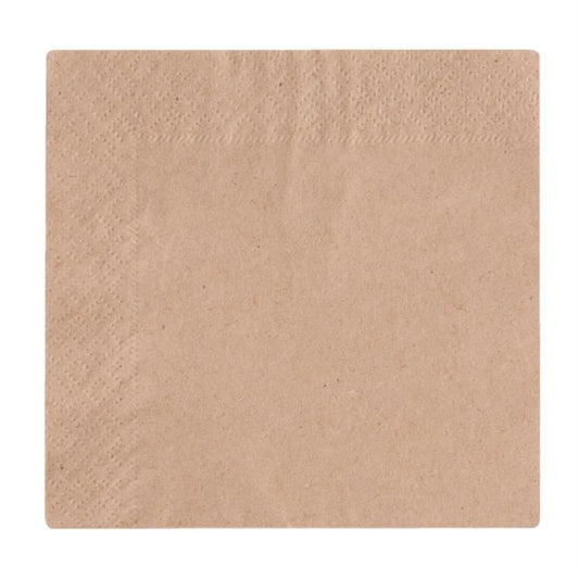 Vegware Recycled Cocktail Napkin Kraft 24x24cm 2ply 1/4 Fold (4000 Pack) dw629