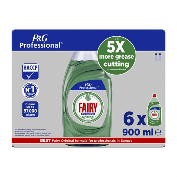Fairy Professional Concentrated Washing Up Liquid Original 900ml (6 Pack) dx556