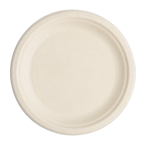 Vegware Compostable Nourish Moulded Fibre Plates Natural 7"/178mm (500 Pack) dx582