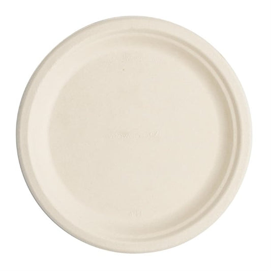 Vegware Compostable Nourish Moulded Fibre Plates Natural 9"/226mm (500 Pack) dx583