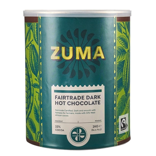 Zuma Fairtrade Dark Hot Chocolate (33% Cocoa) 2kg Tin dx613