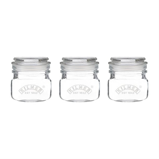 Kilner Square Push Top Jars 250ml (3 Pack) dx953