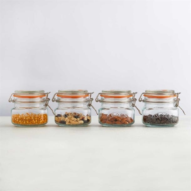 Kilner Square Clip Top Jar 0.5Ltr (4 Pack)     dx961