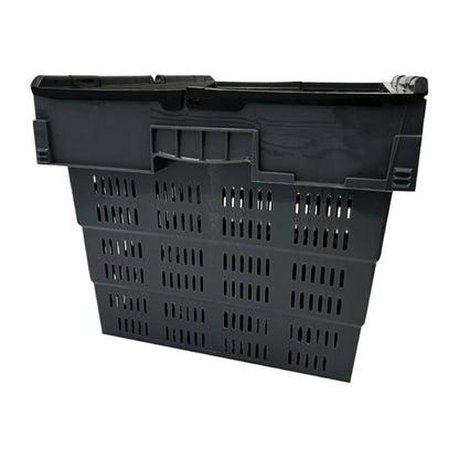 Vogue Perforated Plastic Transport Storage Crate with Attached Lid 600x400x320mm dx996