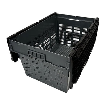 Vogue Perforated Plastic Transport Storage Crate with Attached Lid 600x400x320mm dx996