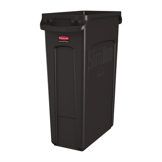 Rubbermaid Slim Jim Bin with Venting Channels Brown 87Ltr dy110