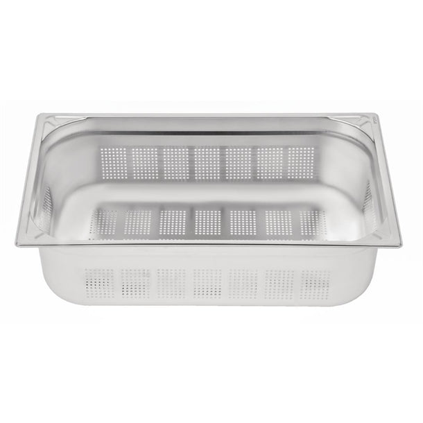 Vogue Heavy Duty Stainless Steel Perforated 1/1 Gastronorm Tray 150mm dy176