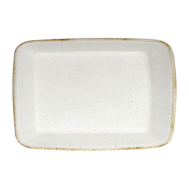 Churchill Stonecast Hints Rectangular Baking Dishes Barley White 250 x 380mm (4 Pack) dy201
