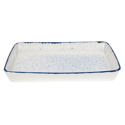 Churchill Stonecast Hints Rectangular Baking Dishes Indigo Blue 325 x 530mm (2 Pack) dy208