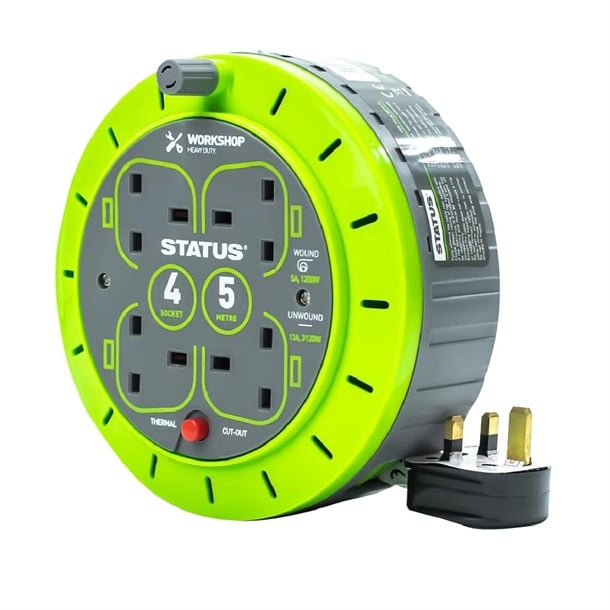 Status 4 Socket Cable Reel with Thermal Cut Out 13Amp 5m dz472