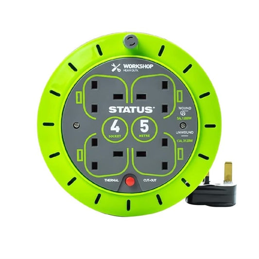 Status 4 Socket Cable Reel with Thermal Cut Out 13Amp 5m dz472