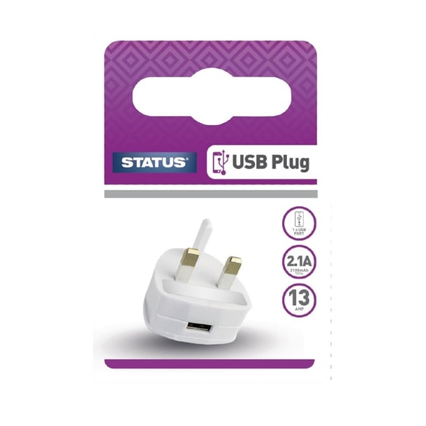 Status 1 Port USB Power Adapter White dz477
