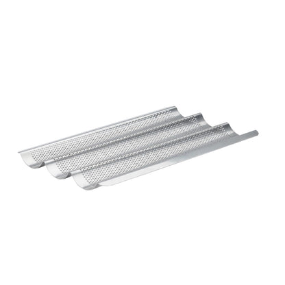 De Buyer Perforated Baguette Baking Tray Stainless Steel 245x400mm (3 Pack) dz727